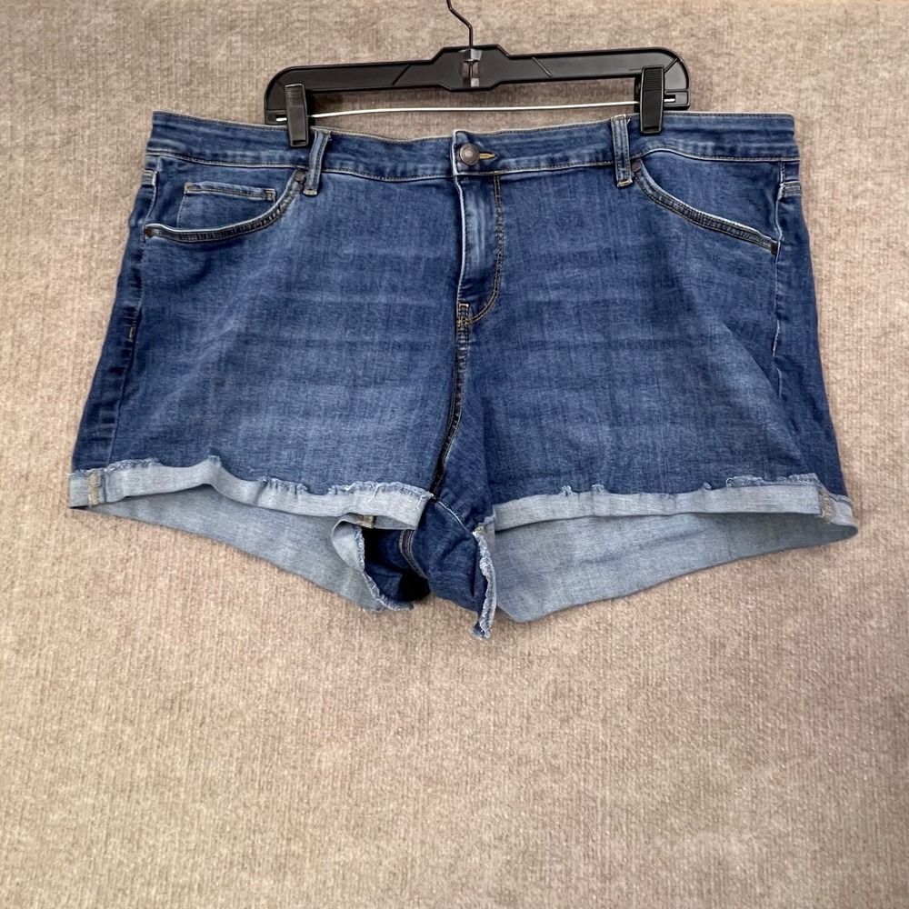 Falls Creek Denim Shorts Womens 24W Blue Cuffed Hem Casual